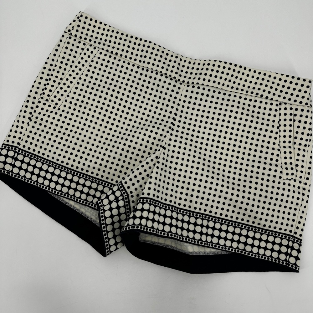 J Crew Womens Polka Dot Stretch Shorts‎ Side Zip Size 14 Mod Retro Timeless
